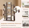 A collage showing a tree-shaped bookshelf in a room setting, with additional images of different rooms where the bookshelf could be placed. Náhľad obrázku produktu