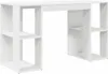 A white desk with shelves on either side, shown from a front-facing angle against a white background. Anteprima dell’immagine prodotto