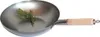 WOK PFANNE 38 cm flacher Boden zum Aufhängen mit Holzgriff Produktbild-Vorschau 1
