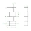 Technical drawing of a white bookshelf with dimensions indicated. Produktbild-Vorschau
