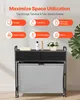 A laundry cart with drawers and a tabletop, with marketing text and icons above it. Náhled obrázku produktu