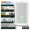 A collage of images showcasing the benefits of a Brandson dehumidifier, with the product itself prominently displayed. Produktbild-Vorschau