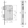 Technical drawing of a door lock with dimensions. Produktbild-Vorschau