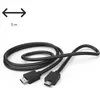 A black HDMI cable coiled on a white background with a size indicator in the top left corner. Voir les images du produit