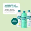 Three bottles of HAKA Neutralseife Liquid are displayed on a light green background, with marketing text and a call to action. Produktbild-Vorschau