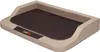 A dog bed with a tan frame and a dark brown quilted mattress. Anteprima dell’immagine prodotto
