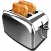 A shiny chrome toaster with two slices of toast in it, set against a white background. Anteprima dell’immagine prodotto