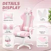 Ergonomischer Gaming Stuhl Rosa mit Fußstütze, Niedlicher Produktbild-Vorschau 3