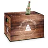 A wooden advent calendar box with a beer bottle sticking out of the top. Produktbild-Vorschau