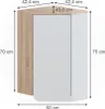 A corner cabinet with dimensions shown. Podgląd zdjęcia produktu