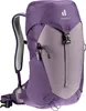 A purple and gray Deuter backpack is shown from a side-diagonal angle against a white background. Produktbild-Vorschau