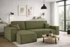 A modern living room with a green sectional sofa, coffee table, and artwork on the wall. Produktbild-Vorschau