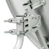 A close-up view of the mounting bracket and bolts of a satellite dish. Produktbild-Vorschau