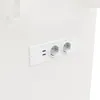A close-up view of a white electrical outlet with two European-style sockets and two USB ports, mounted on a white textured surface. Podgląd zdjęcia produktu