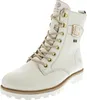 A white leather boot with laces and a buckle. Produktbild-Vorschau