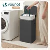 VOUNOT® Wäschekorb 90L, Wäschesammler mit Deckel  Anthrazit Produktbild-Vorschau 5