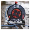 Počasí odolný prodluž. kabel na bubnu 50 m / 4 zásuvky / modrý / PVC / 230 V / 1,5 mm2 Anteprima dell’immagine prodotto