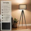 Lampadaire Lunaris, abat-jour en tissu, trépied - noir Voir les images du produit 2