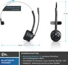 A product image showing a black wireless headset with dimensions indicated and feature descriptions. Produktbild-Vorschau
