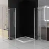 A modern bathroom corner with a glass shower enclosure and a shower tray. Produktbild-Vorschau