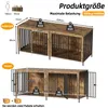 A diagram showing the dimensions and load capacity of a double dog kennel. Náhľad obrázku produktu