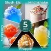 A collage of five different frozen drinks and desserts, each labeled with its name and a central graphic indicating '5 in 1'. Produktbild-Vorschau