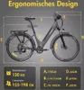 A diagram of an electric bicycle with dimensions and specifications labeled. Produktbild-Vorschau