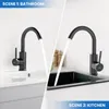 Waschtischarmatur 360° Drehbar Schwarz, Bleifrei Kalt Warm, Produktbild-Vorschau 14