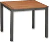 A square outdoor table with a wooden top and metal legs, shown against a white background. Anteprima dell’immagine prodotto