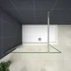 A top-down view of a modern shower enclosure with a white shower tray, glass panels, and dark gray tiled walls. Produktbild-Vorschau