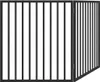 A black metal dog gate with vertical bars, shown in two sections. Produktbild-Vorschau