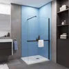 AICA Walk in 100x200cm Schwarz Duschwand mit Stabilisator Produktbild-Vorschau 1
