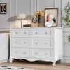 A white dresser with six drawers is shown in a room with paneled walls. Voir les images du produit
