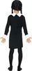 A child wearing a black dress costume with white collar and cuffs, and black braided wig, shown from the back. Anteprima dell’immagine prodotto