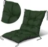 A green chair cushion is shown against a white background. A close-up inset of the top corner of the cushion is also visible. Náhled obrázku produktu