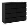 A black dresser with eight drawers, presented against a white background. Produktbild-Vorschau
