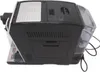 A side view of a black and silver automatic coffee machine. Voir les images du produit