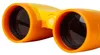 A close-up view of a pair of orange and yellow binoculars against a white background. Produktbild-Vorschau