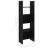 A black bookshelf with dimensions indicated by text overlays. Náhled obrázku produktu