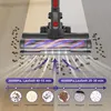 A vacuum cleaner head is shown cleaning different surfaces, with graphics illustrating suction power and debris types. Produktbild-Vorschau