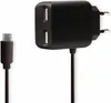 A black USB wall adapter with two USB ports and a black Micro-USB cable are shown against a white background. Anteprima dell’immagine prodotto