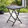Outdoor Bistrotisch 60x60xH70cm Glas / Metall Dunkelgrau Glastisch Gartentisch Voir les images du produit