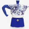 A Bialetti Moka electric coffee maker with a blue and white ornate pattern. Anteprima dell’immagine prodotto