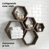 IvoQ Hexagon Set di 5 Mensole da Parete - Legno - Marrone Anteprima dell’immagine prodotto 6