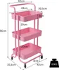 3-stöckiger Servierwagen aus Metall mit Rollen, rosa, Produktbild-Vorschau 2