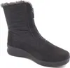 A black winter boot with a zipper and fur trim. Náhľad obrázku produktu