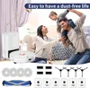 A family is enjoying a clean home, with a robot vacuum and its accessories displayed. Produktbild-Vorschau