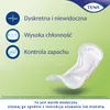 Marketing image for TENA incontinence products, highlighting key features with icons and text. Podgląd zdjęcia produktu