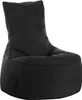A black beanbag chair shown from a front-diagonal angle against a white background. Produktbild-Vorschau