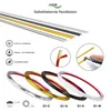 A collage of product images and descriptive icons for self-adhesive trim strips. Produktbild-Vorschau